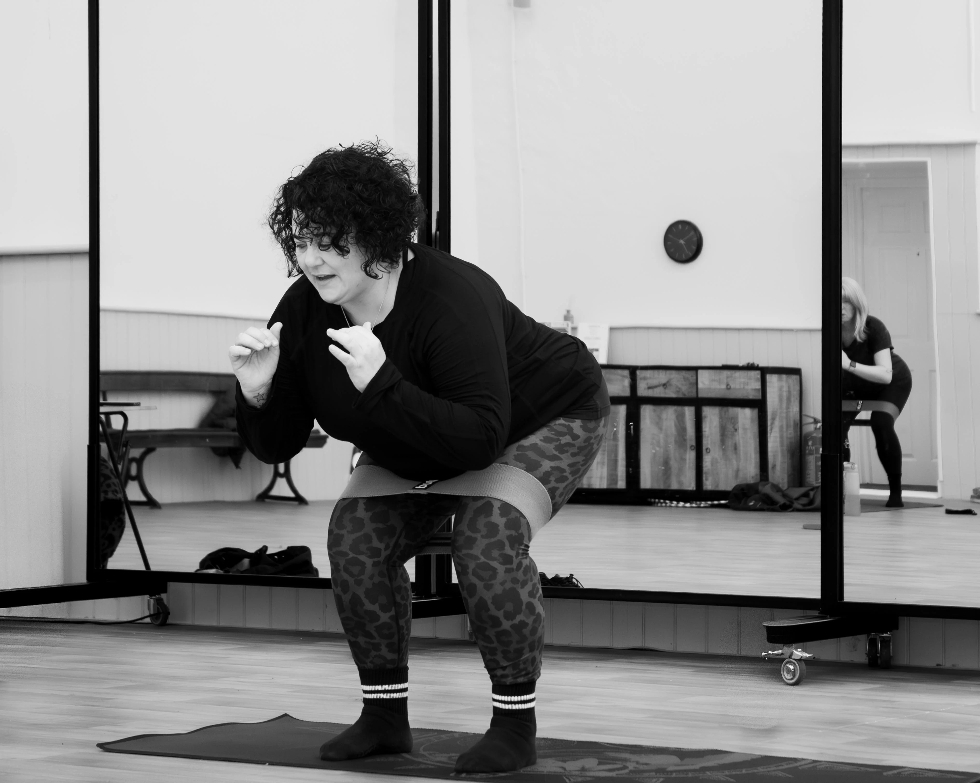 Helen leading an exercise class